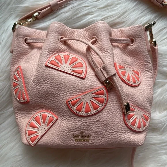 Kate Spade Flights of Fancy Grapefruit Mini Bucket Bag Crossbody - Picture 3 of 16